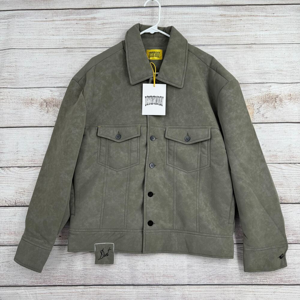 Diet Starts Monday Faux Leather Shirt Jacket Shacket Mens XL Gray 2 Pockets NEW